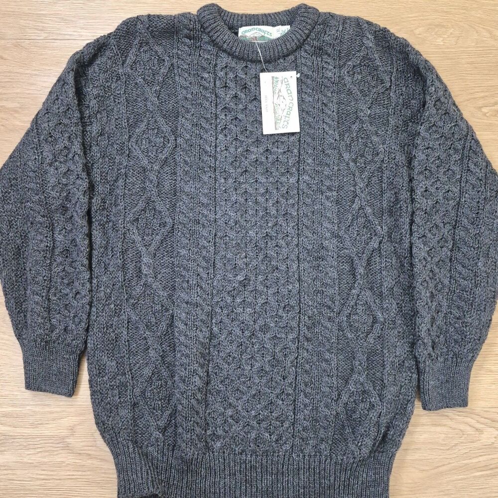 Vintage Aran Crafts Cable Knit Sweater Mens XL Ireland Chunky Fisherman Wool NEW